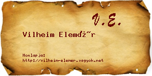 Vilheim Elemér névjegykártya